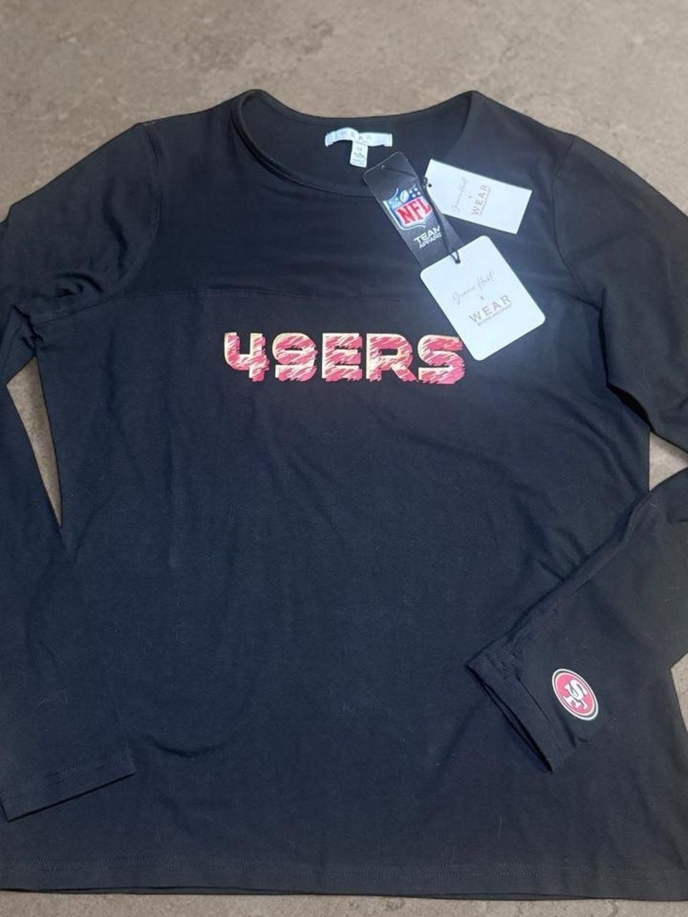 WEAR by Erin Andrews x Gracie Hunt 49ers Mesh Long Sleeve Top L NWT